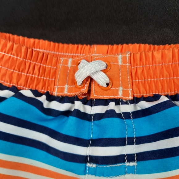 Size 6-9mo Healthtex Boys Infants Baby Striped Swim Trunks Blue Orange Multi - Picture 2 of 4